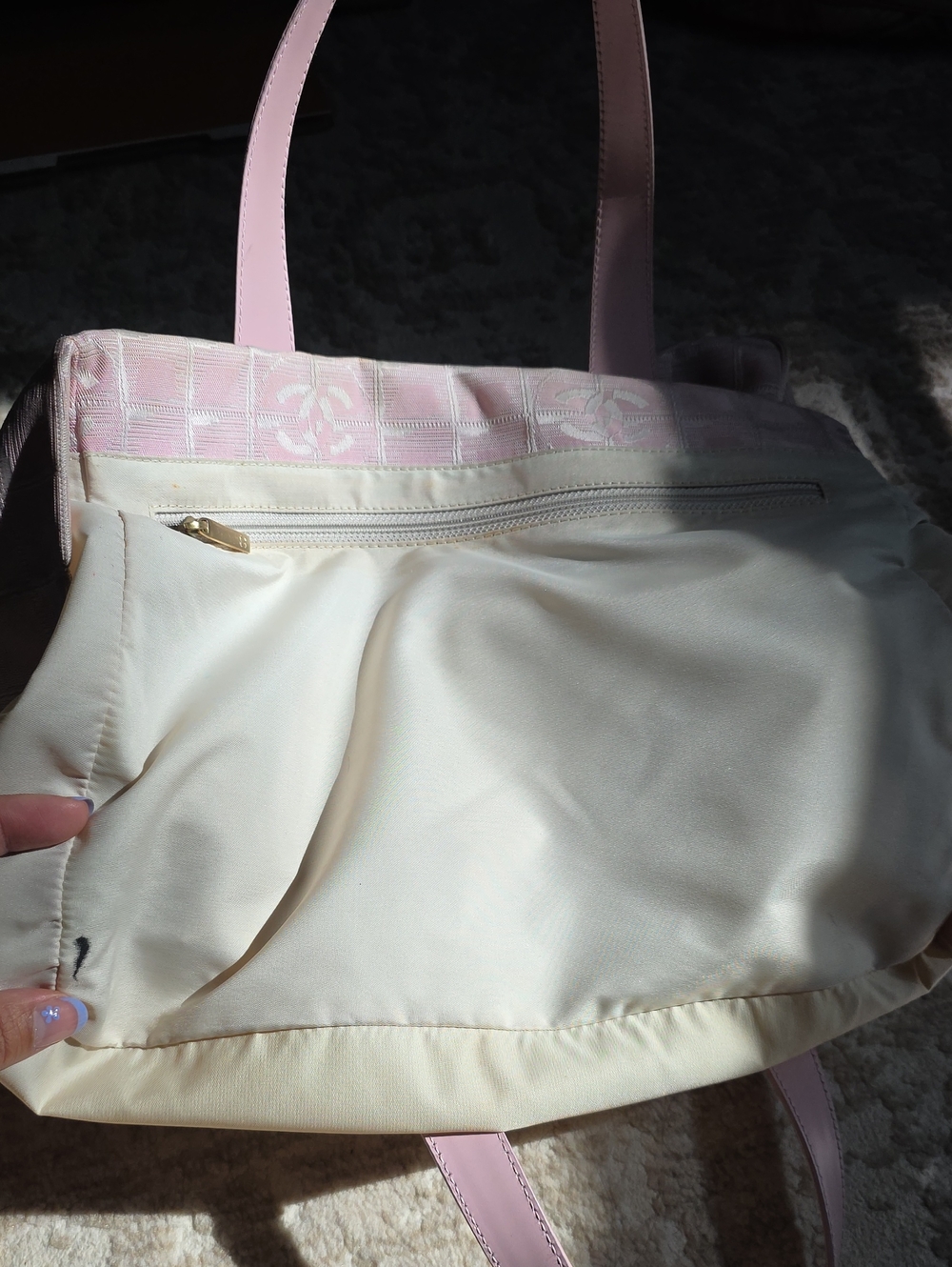 CHANEL Pink Nylon CC Logo Travel Line Tote Bag - Picture 7 of 16